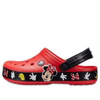 Sandália Crocs Crocband Cartoon Mickey Mouse resistente ao desgaste unissex vermelha preta “Vermelho Preto” 204936-90H