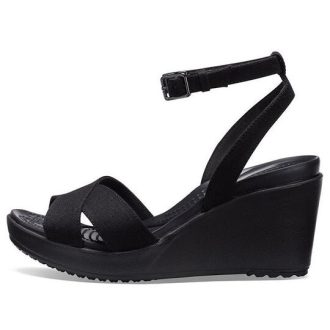 Sandália Crocs (WMNS) Leigh II com tiras cruzadas e salto plataforma “Preto” 204950-060