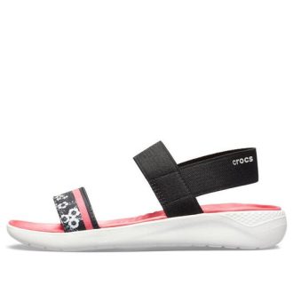 Sandália Crocs (WMNS) LiteRide Pattern Outdoor Open Toe Preta Vermelha “Preto Vermelho” 205868-066
