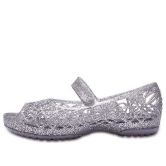 Sandálias Crocs (GS) Isabella Glitter Peep Toe “Prata” 202602-040