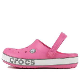 Sandálias Crocs (PS) Crocband Bold Logo Outdoor Flat Heel Minimalista Esportivas Rosa 206022-65Y