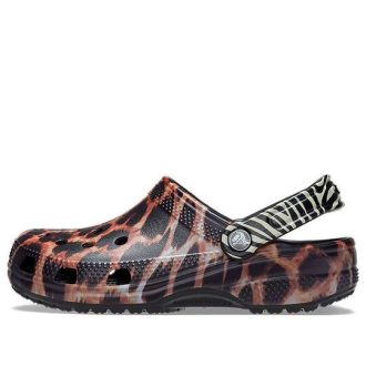 Sandálias de praia Crocs Classic Animal unissex pretas 207840-0ZR