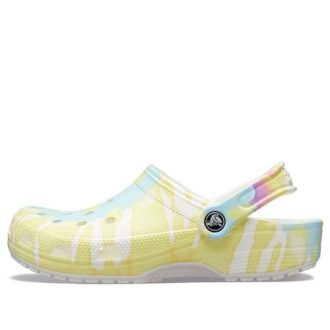 Sandálias de praia Crocs Classic Clog Tie Dye multicoloridas unissex 205453-94S