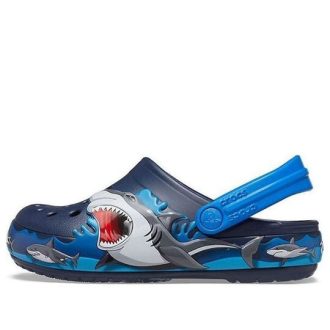 Sandálias esportivas Crocs (PS) Funny Shark Pattern Outdoor Flat Heel Azul Escuro 207070-410