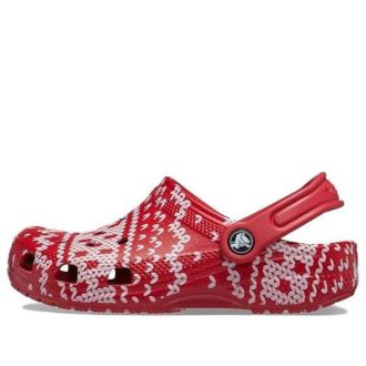 Tamancos Crocs (GS) Classic Holiday Sweater “Vermelho e Branco” 209221-90H